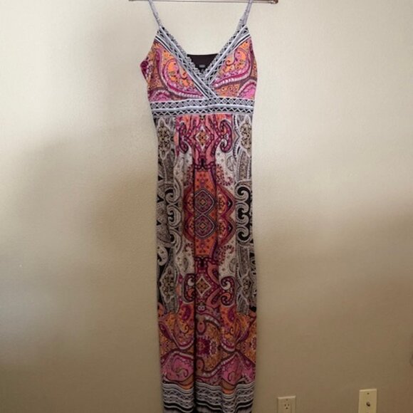 MSK Women's Spaghetti Strap Maxi Dress White, Orange, Pink, Black NWOT - Size 12 - Picture 5 of 6
